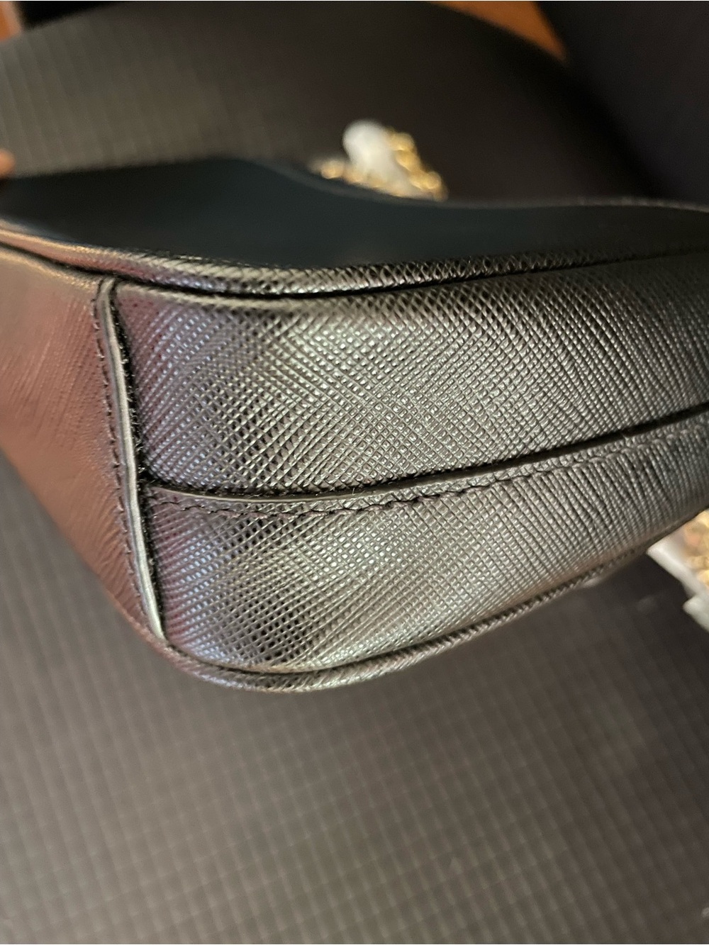 Prada Black Saffiano Leather Chain Shoulder Bag - Picture 6 of 13